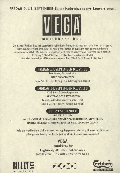 flyer – Lars H.U.G. – Vega, København