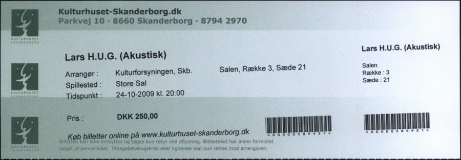 billet – Lars H.U.G. – Skanderborg Kulturhus, Skanderborg