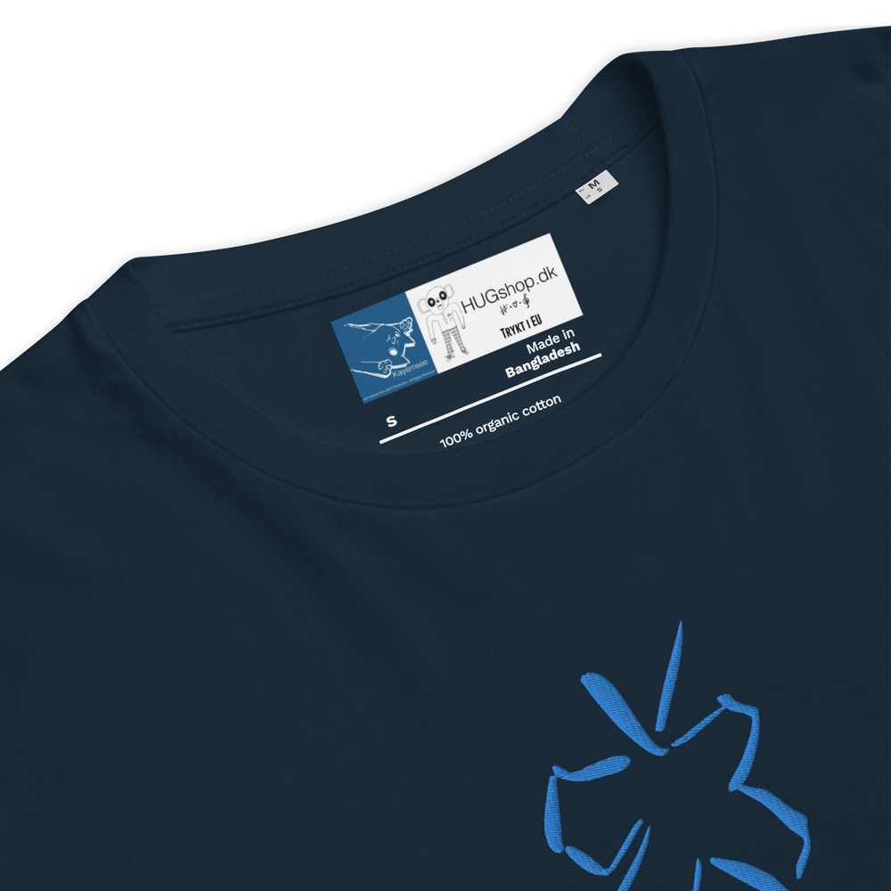 Kysser Himlen Farvel  - Broderet T-Shirt – Havets blå [farve: Havets blå]